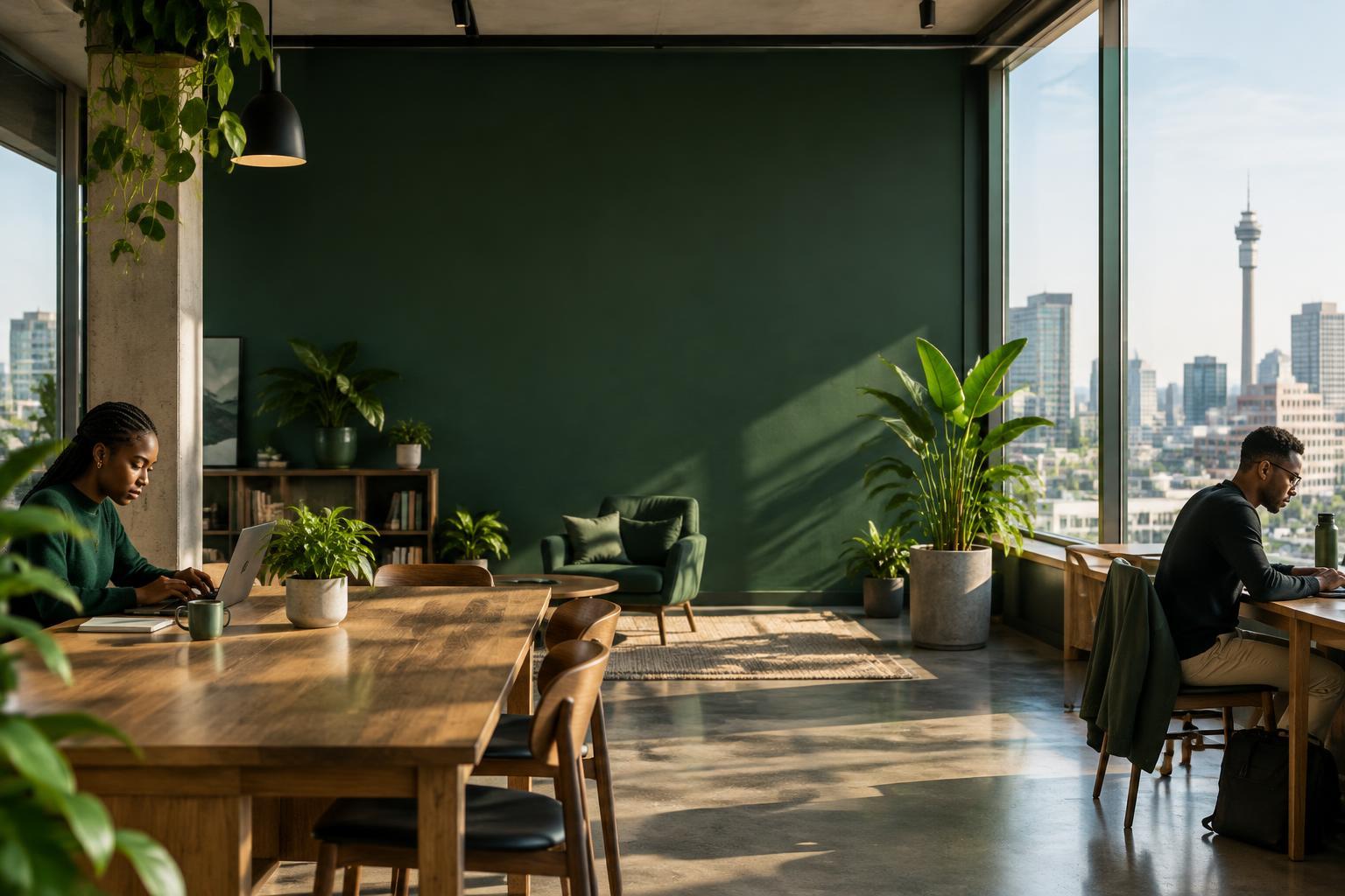 Professionals working in a sunlit Johannesburg workspace